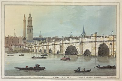 View of Old London Bridge, engraved by J.C. Stadler by Joseph Farington